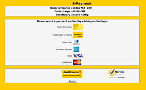 postfinance payment page redirect